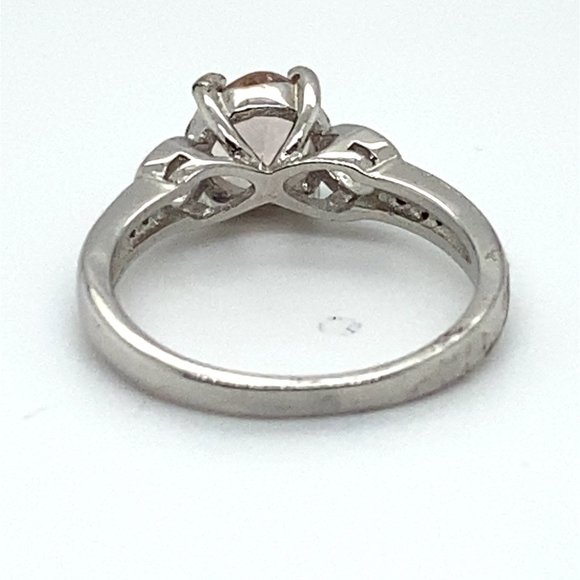 Morganite 1.02ct Platinum Finish Solid 925 Sterling Silver Infinity Ring - Picture 6 of 7
